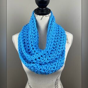 New Crochet Infinity Scarf Handmade Blue